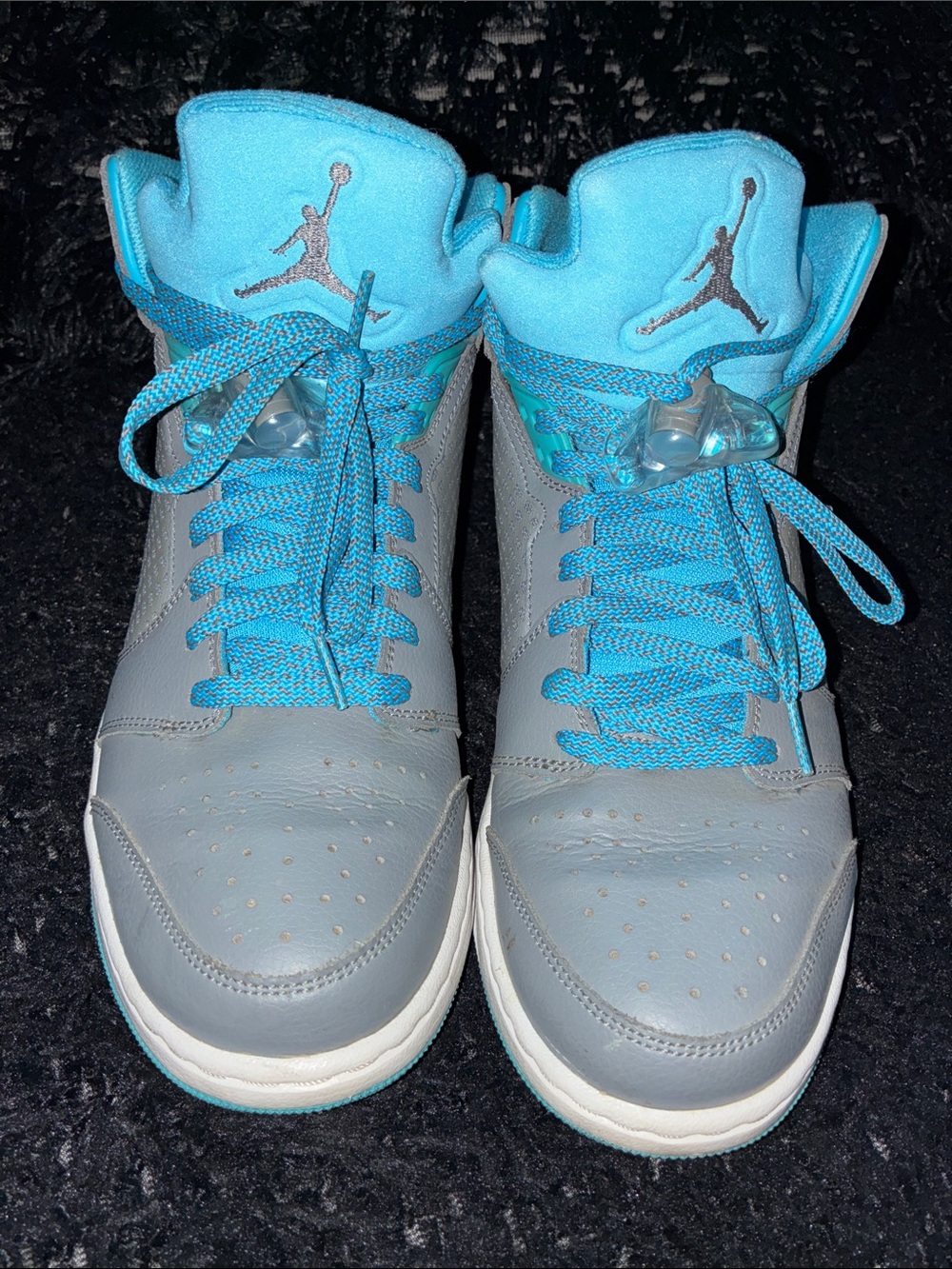 Jordan Mid-Top Sneakers in Gray & Aqua Blue